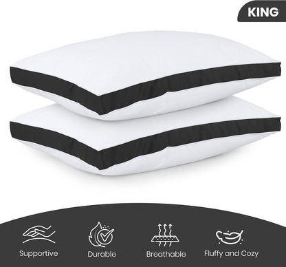 Utopia Bedding King Size Bed Pillows - Soft & Fluffy Down Alternative | Set of 2, Cooling Gusseted Design