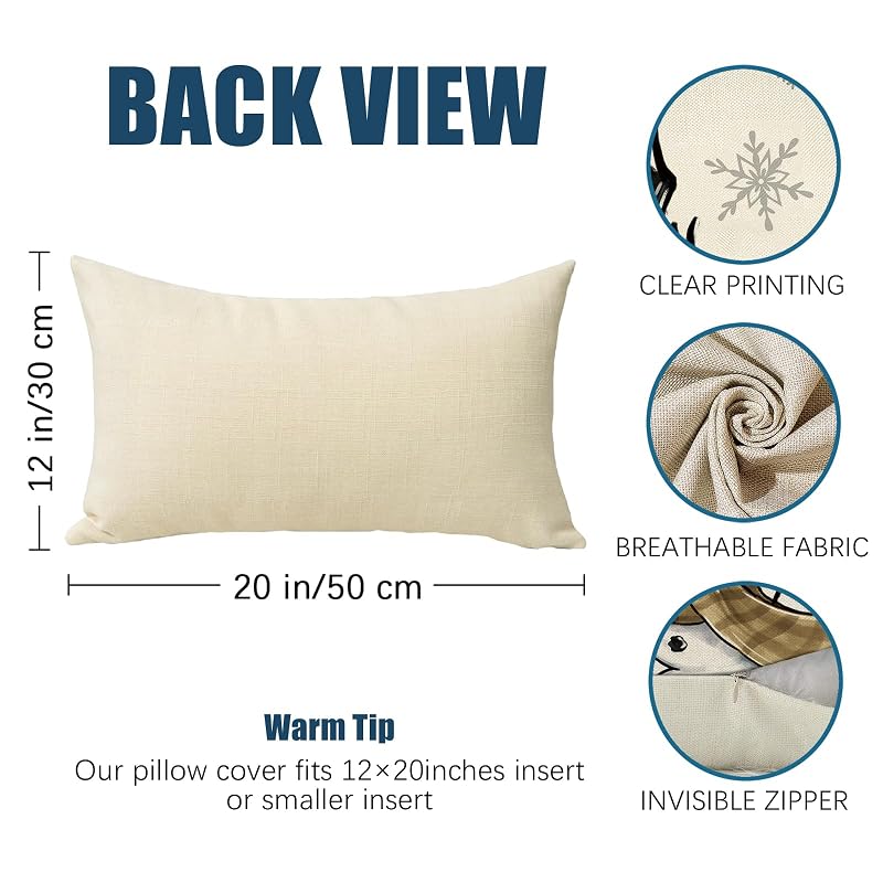 Winter Snowman Lumbar Pillow Cover 12 x 20 - Decorative Rectangle Cover (Variation: Winter Snowman 20" x 12")