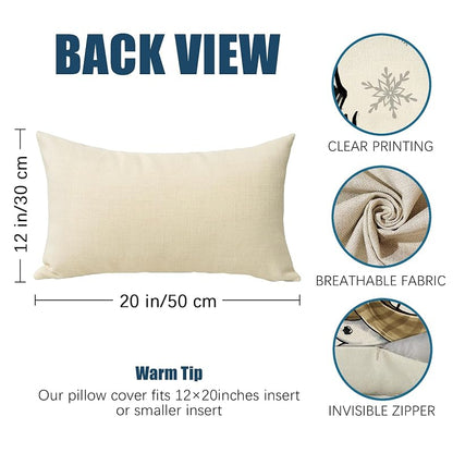 Winter Snowman Lumbar Pillow Cover 12 x 20 - Decorative Rectangle Cover (Variation: Winter Snowman 20" x 12")