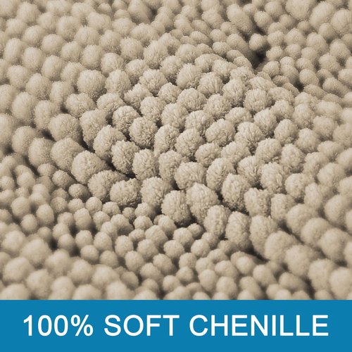 H.VERSAILTEX Bath Mats for Bathroom Non Slip Thick Chenille Striped Bath Rug Absorbent Fluffy Soft Shaggy Rugs Washable Dry Fast Plush Mats for Indoor, Bath Room, Tub - 20" x 32", Fog