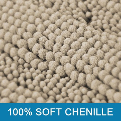 H.VERSAILTEX Bath Mats for Bathroom Non Slip Thick Chenille Striped Bath Rug Absorbent Fluffy Soft Shaggy Rugs Washable Dry Fast Plush Mats for Indoor, Bath Room, Tub - 20" x 32", Fog