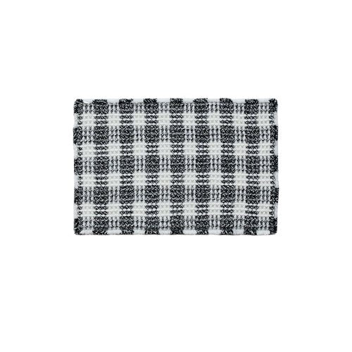 TYUU Waffle Bath Mat, Boho Bathroom Rugs Non Slip Washable Absorbent Checkered Bathroom Mat Quick Dry Farmhouse Bathroom Decor, 24"x16" Black and White