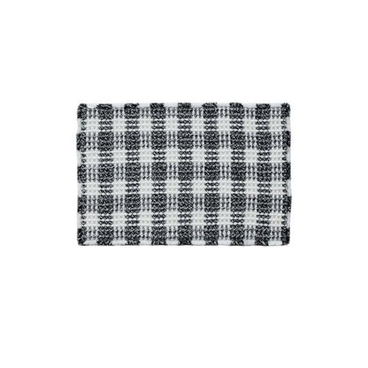 TYUU Waffle Bath Mat, Boho Bathroom Rugs Non Slip Washable Absorbent Checkered Bathroom Mat Quick Dry Farmhouse Bathroom Decor, 24"x16" Black and White