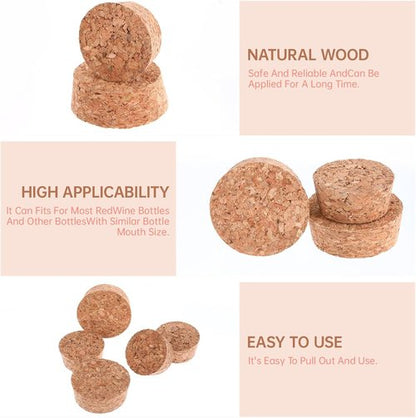 10 Pcs Tapered Cork Plugs, 1.5 to 1.9 Inch Diameter Cork Lids 2 Sizes Large Wooden Stoppers for Bar, Restaurant, Wine and Beer Making Craft, Jars, DIY Crafts, Bottles Ornaments