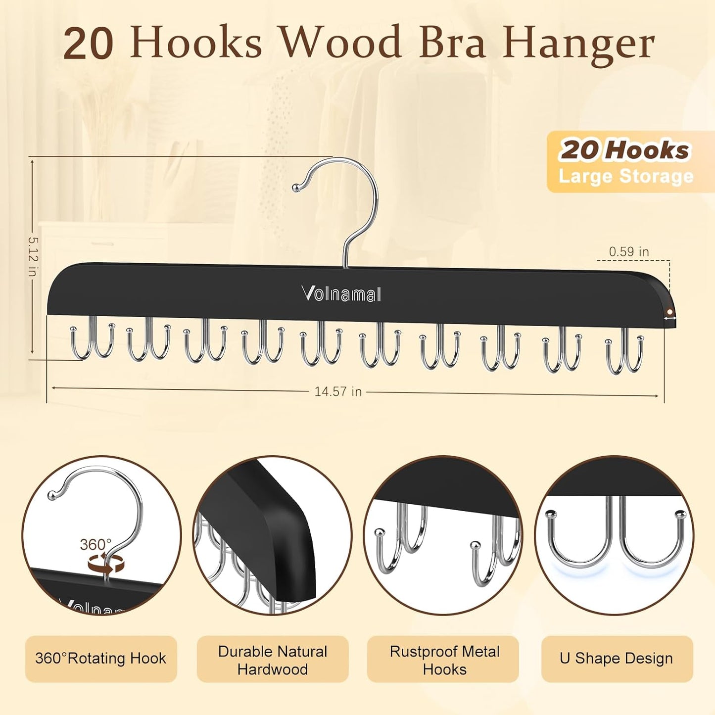 Volnamal Legging Organizer & Bra Hanger - 2-in-1 Space-Saving Closet Solution | Holds 10 Leggings & 20 Bras