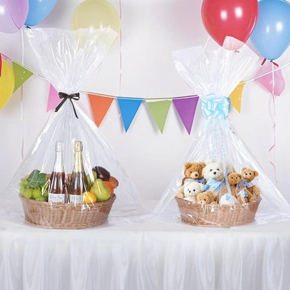 12PCS Large Cellophane Bags 30x40 Inch Clear Cello Gift Bags Easter Cellophane Wrap for Easter Gift Baskets Decorations Candy Baby Bridal Shower Wedding Party favor Birthday