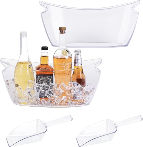 2-Pack Clear Ice Bucket Set – Beverage Tub & Champagne Bucket,Perfect for Mimosa Bar Supplies,Ice Buckets for Parties,and Events