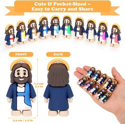 Little Jesus Figures by [Brand Name] - 70 Miniature Jesus Figurines for Easter Hide and Seek Party Favors