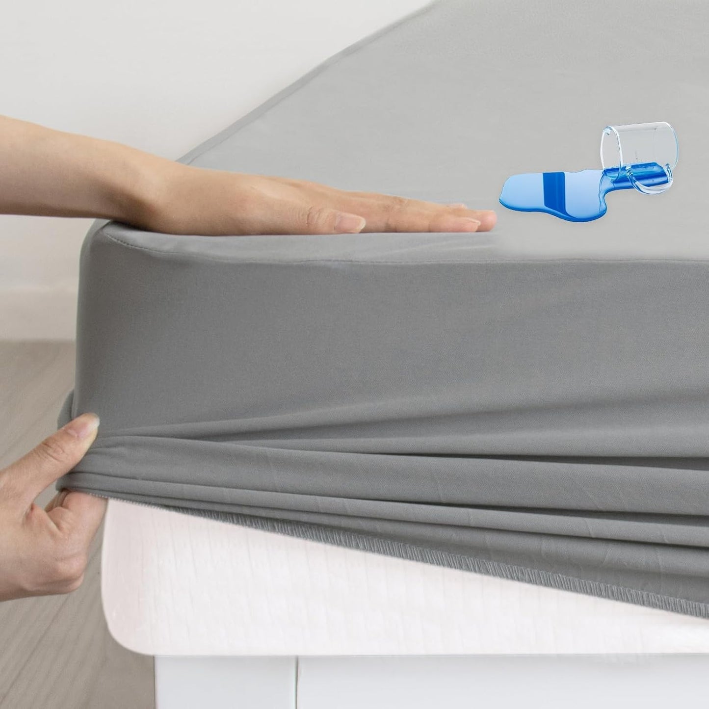 Skiennix Twin Mattress Protector - Waterproof & Breathable Pad Cover for Kids' Beds | Fits Up to 14" Deep, Gray