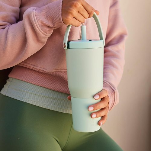 BrüMate Resa 35oz Travel Tumbler - 100% Leakproof with Handle & Flexible SoftSip Straw | Durable Stainless Steel | Dark Aura