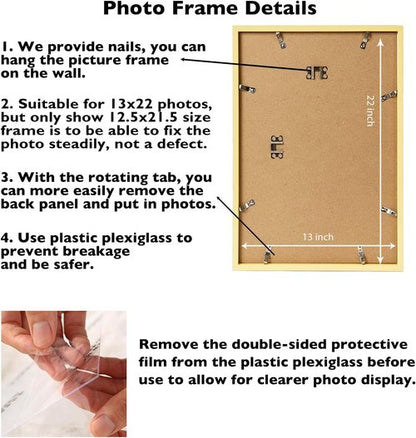 JCJMY 13x22 Gold Picture Frame - Versatile Horizontal & Vertical Wall Hanging for Photos & Posters