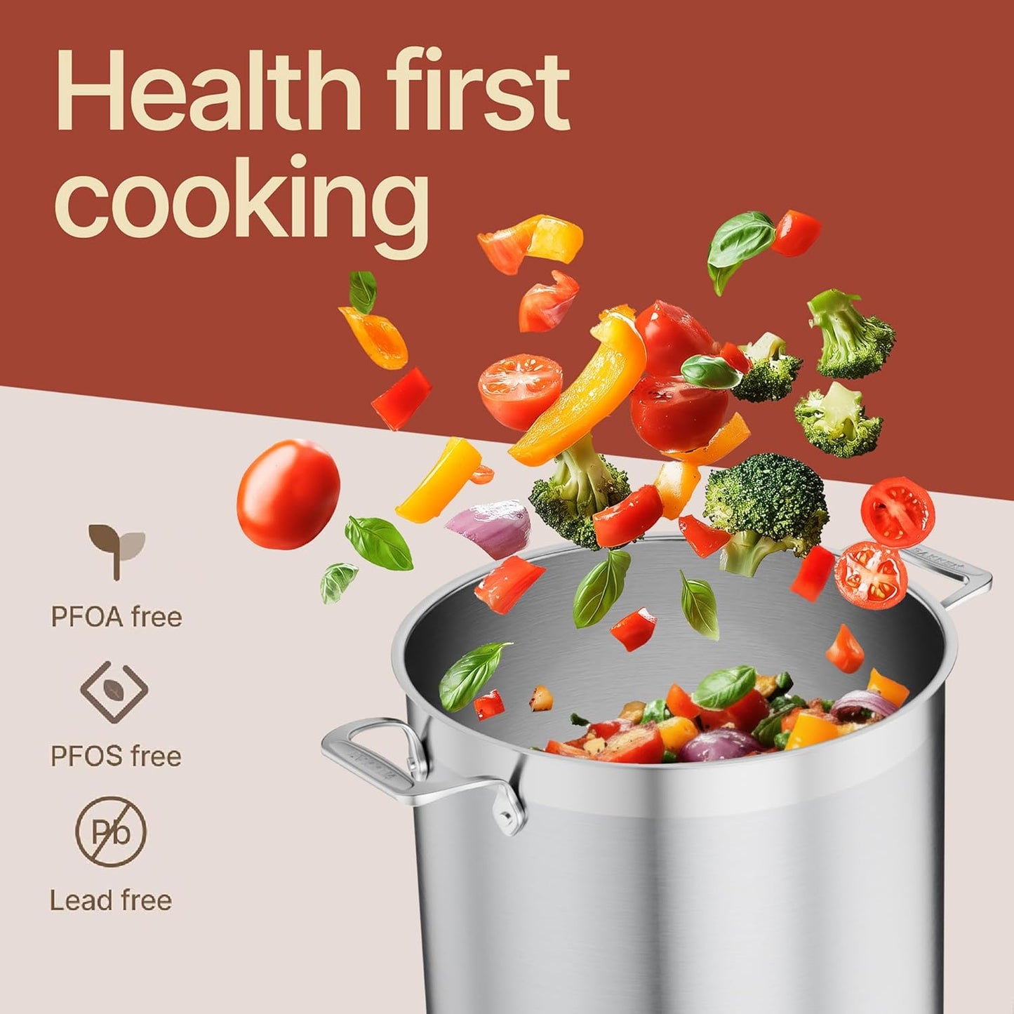 Stainless Steel Stockpot - 16 Quart Durable 18/8 Steel with Impact-Bonded Base & Riveted Handles
