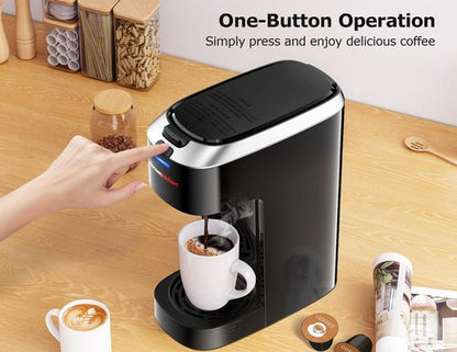 Bonsenkitchen Single Serve Coffee Maker - Fast Brewing Machine with Strength Control | Fits 6.6" Travel Mugs, Silver