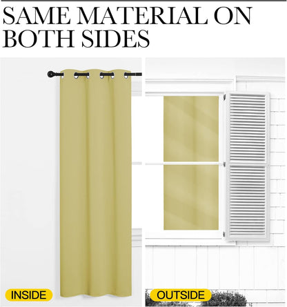 NICETOWN Blackout Curtains for Patio Glass Doors - Privacy Panel Drapes, Pale Yellow, 42" x 90" (1 Pair)