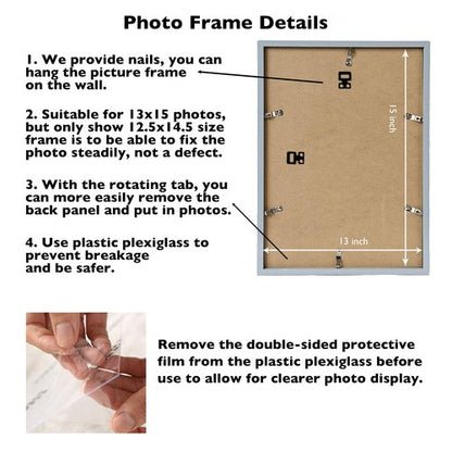 JCJMY 13x15 Picture Frame Rustic Brown for Wall Hanging, Wall Mounting Horizontally or Vertically, 13 x 15 Wall Gallery Poster Photo Frame with Shatter Resistant Plexiglass, Rustic Brown