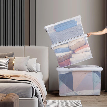 90 Quart Stackable Clear Storage Bins by [Brand Name] - Heavy-Duty Organizing Containers with Lids for Home & Office