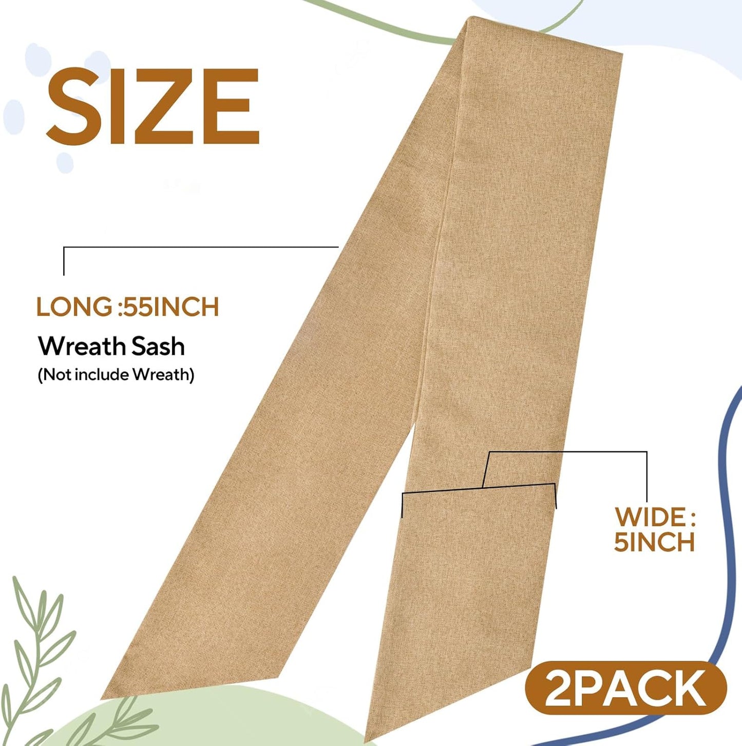 Regine Switzerland Burlap Wreath Sash - Elegant Ribbon Bow for Front Door & Porch Decor