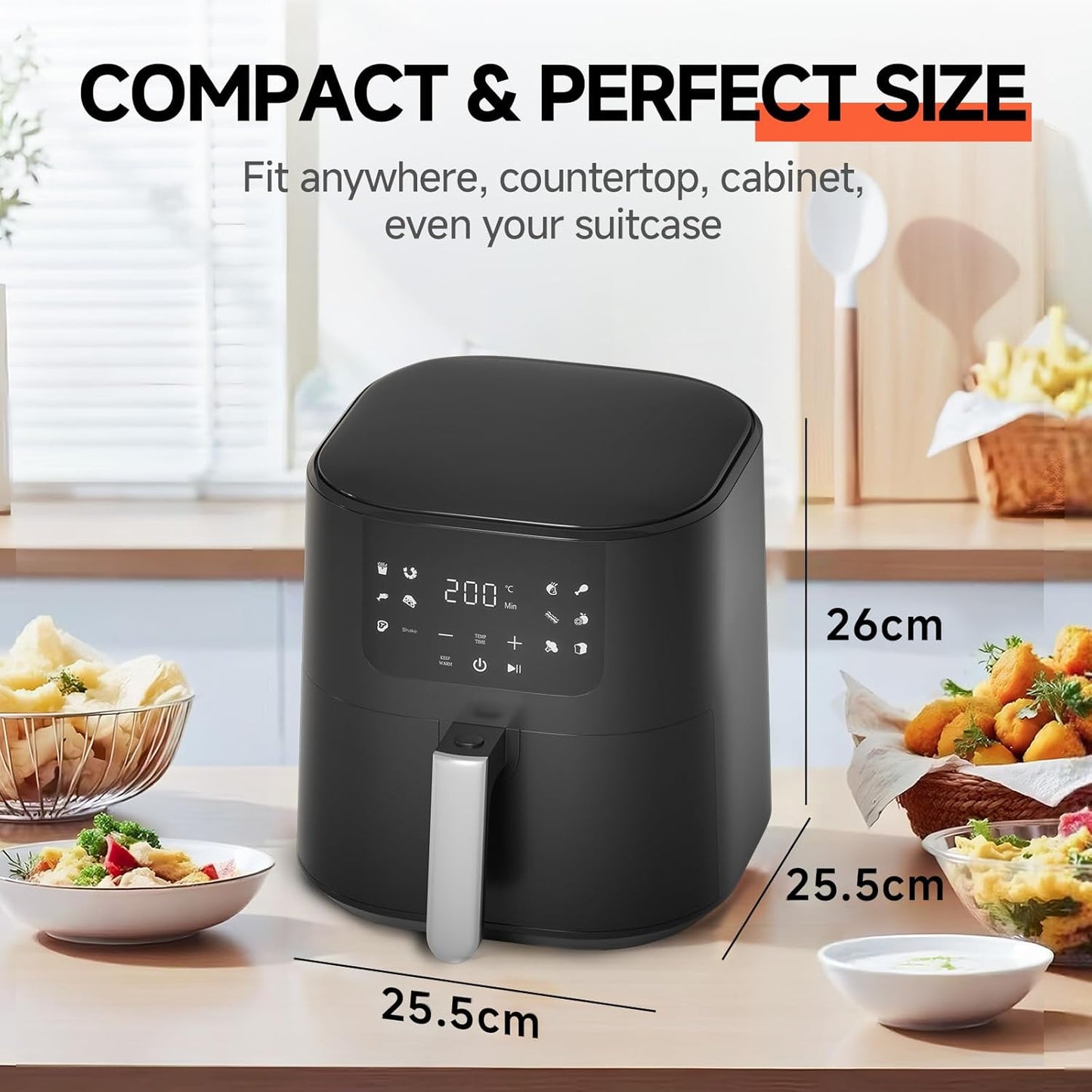 QIDO Air Fryer - 8-in-1 Multi-Cooker with 5 QT Capacity & Precision Heating | Dark Black Finish