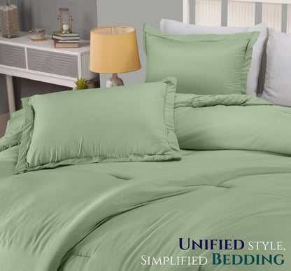 Utopia Bedding Queen Comforter Set - 3 Piece Sage Green Down Alternative Bedding | Soft 88"x88" Comforter & 20"x26" Shams