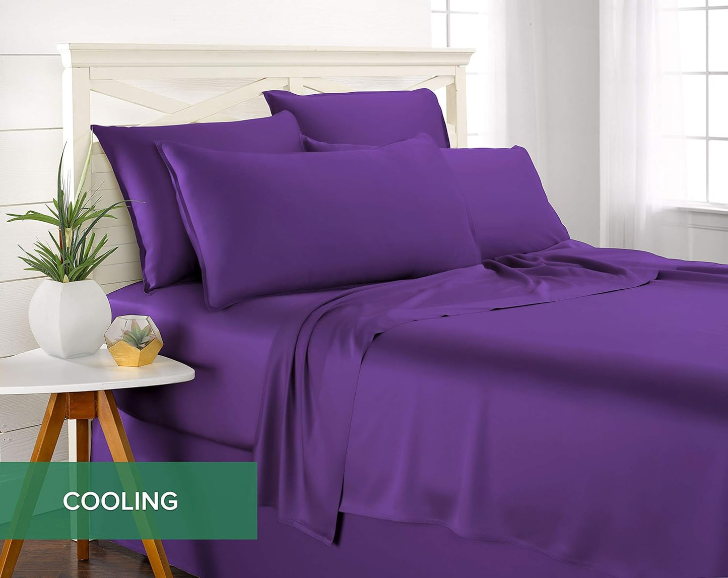 Pure Bamboo Twin Sheets - 100% Organic Viscose Bed Sheet Set | Luxuriously Soft & Cooling, Purple