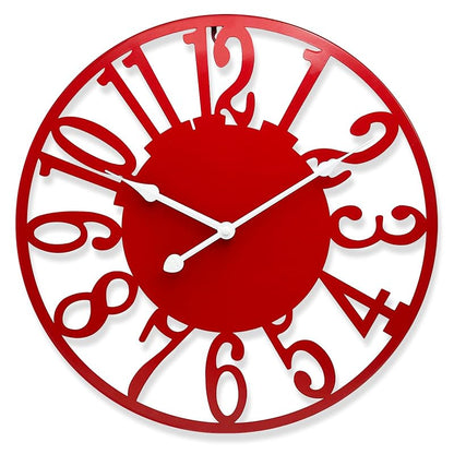 16 Inch Red Wall Clock - Battery Operated Analog Silent Movement - Variation: Red+16 Inch