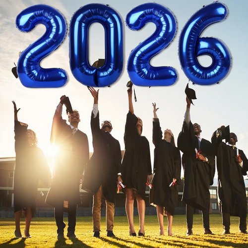 2026 Navy Blue Number Balloon - 40 Inch Party Decoration for New Year's Eve & Graduation Celebrations