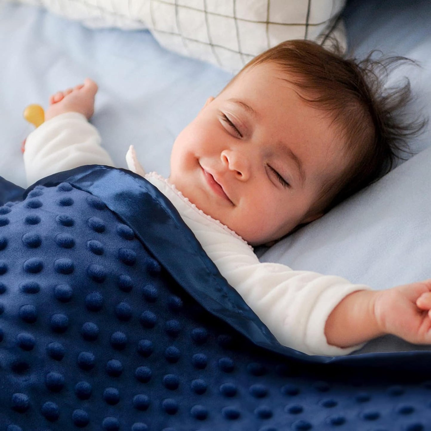 Pro Goleem Baby Soft Minky Dot Blanket - Silky Satin Backing | Navy Blue, 30" x 40" - Perfect Baby Gift