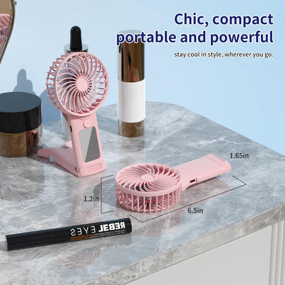 Skiennix Portable Mini Fan - USB Rechargeable Handheld Cooling Device | 4-Speed, Compact Design, Pink