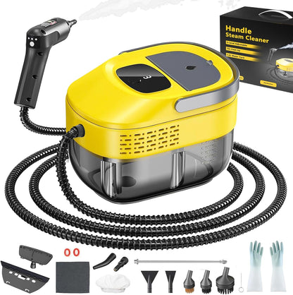 Skiennix Handheld Steam Cleaner - 3 Level Adjustable & 10s Heat-Up | 1.6 Qt Portable Steamer (Yellow)