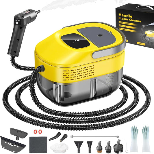 Skiennix Handheld Steam Cleaner - 3 Level Adjustable & 10s Heat-Up | 1.6 Qt Portable Steamer (Yellow)