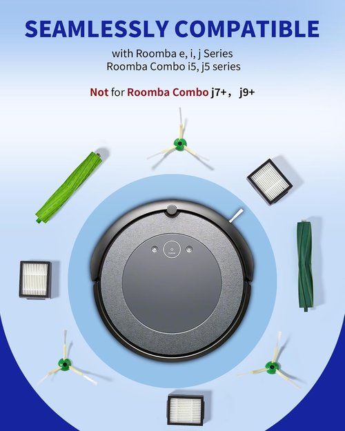 iRobot Replacement Parts - Dual Multi-Surface Rubber Brushes & HEPA Filters for E, I & J Series | Combo i5, j5
