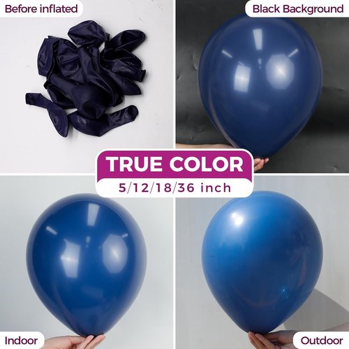 Bezente Navy Blue Latex Balloons - 12-Inch Round Helium Balloons for Weddings, Graduations & Parties | 100 Pack