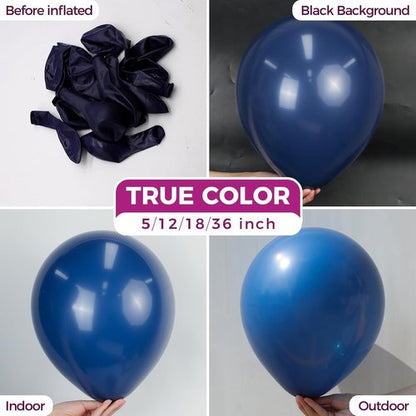 Bezente Navy Blue Latex Balloons - 12-Inch Round Helium Balloons for Weddings, Graduations & Parties | 100 Pack