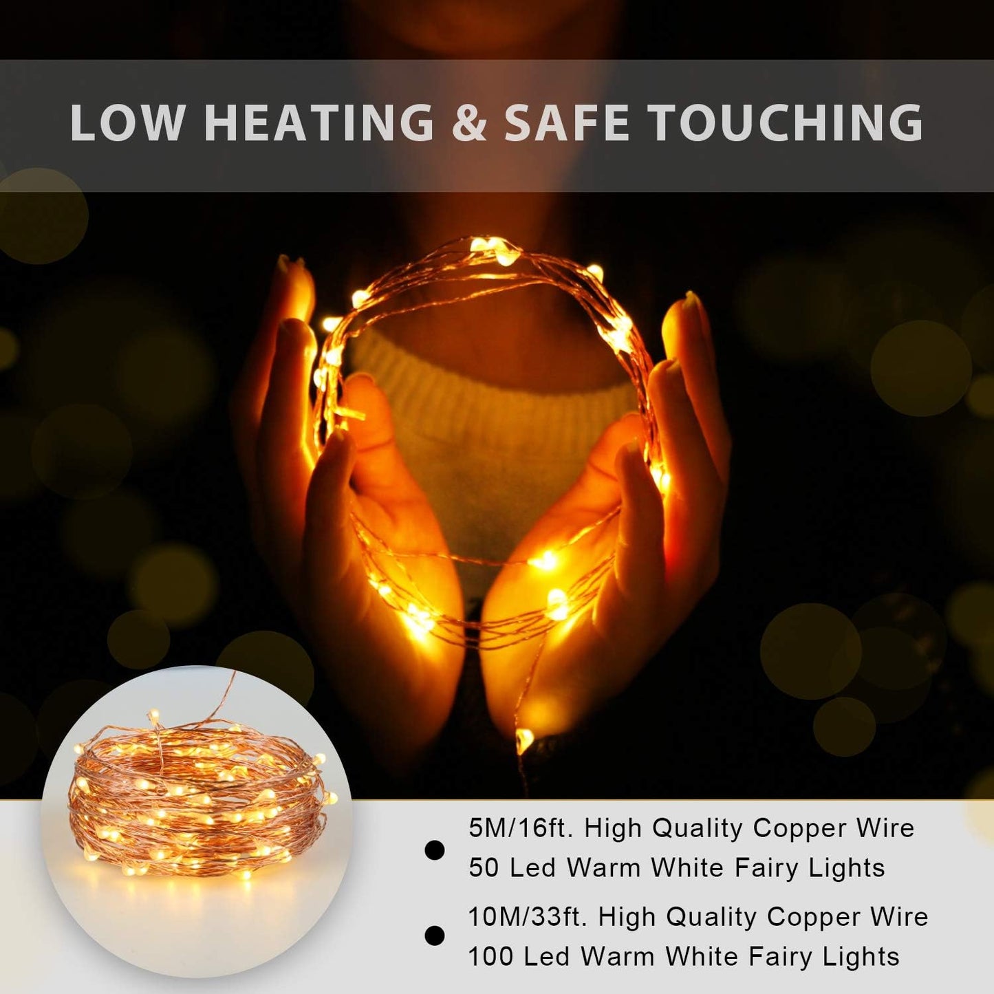 Ariceleo LED String Light Bundle - 16.4ft Battery & USB Powered for Versatile Lighting