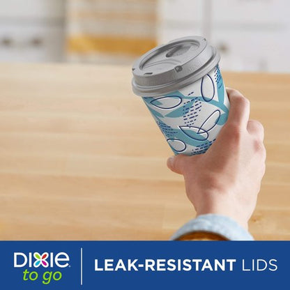 Dixie To Go Paper Coffee Cups With Lids, 12 oz, 14 ct, Disposable Insulated Paper Cups for On-The-Go Hot or Cold Beverages