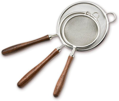 304 Stainless Steel Mesh Strainer Set by [Brand Name] - Durable Colander with Wooden Handle | Perfect for Food, Tea, Rice, and More