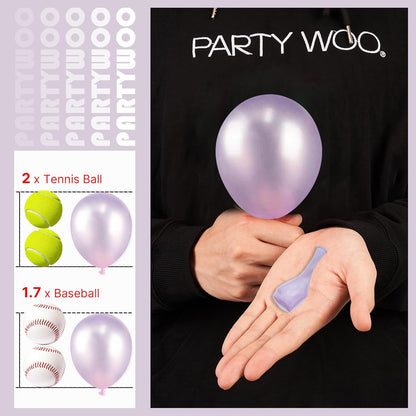 PartyWoo Pearl Lavender Balloons - 100pcs 5-Inch Light Pastel Purple Latex Helium Balloons for Bachelorette & Birthday Parties