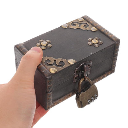 Vintage Wooden Jewelry Box for Escape Room Props & Evidence