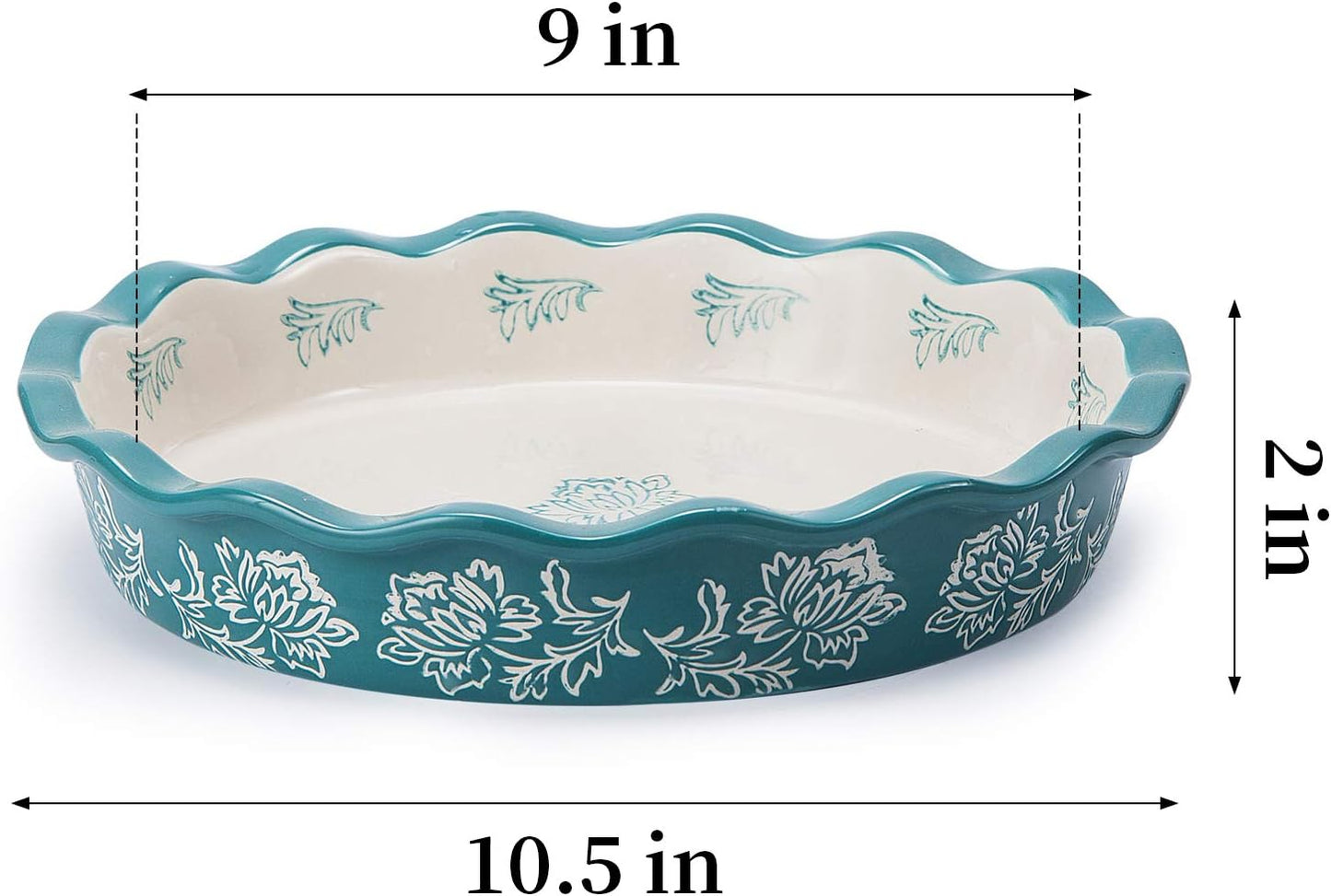 Wisenvoy Ceramic Pie Pan - Non-Stick Deep Dish Blue Porcelain Pie Plate | Perfect for Baking