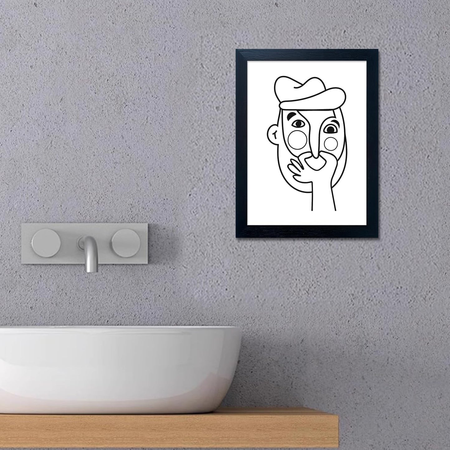 Regine Switzerland Funny Bathroom Wall Art - Modern Minimalist Canvas Print | Black & White Decor