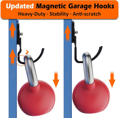 MUTUACTOR Magnetic Hooks - Heavy Duty 40lbs Capacity | 2-Pack Anti-Scratch Double Metal J-Hooks for Organizing Tools