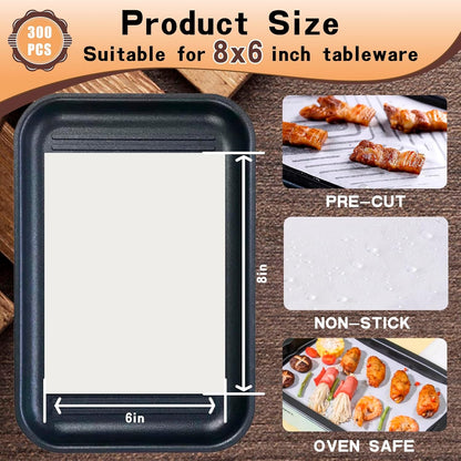 Parchment Paper Sheets 300 Pcs - Non-Stick Baking Paper for Air Fryer & Oven | 6x8 Inch, Non-Toxic