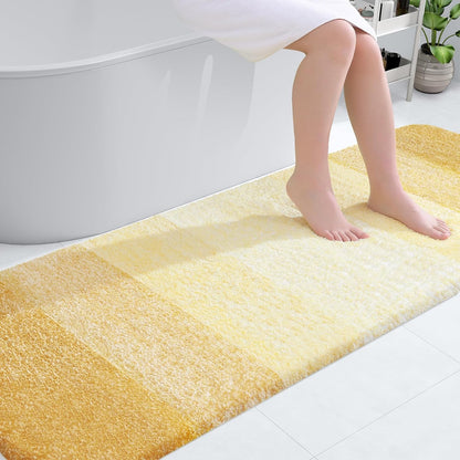 OLANLY Bath Rug Mat - Extra Soft Microfiber, Quick Dry, Machine Washable | 70x24, Light Yellow
