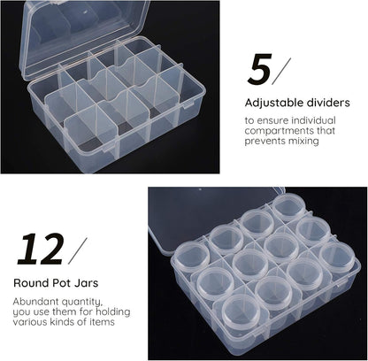 Segbeauty Gem Organizer Box - Clear Bead Container with 12 Secure Compartments | Ideal for Jewelry & Nail Art