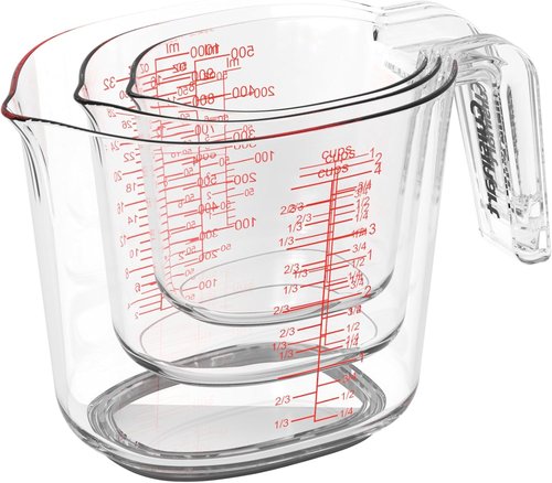 Cuisinart Liquid Measuring Cups - Clear 3-Piece Nesting Set for Accurate Measurements