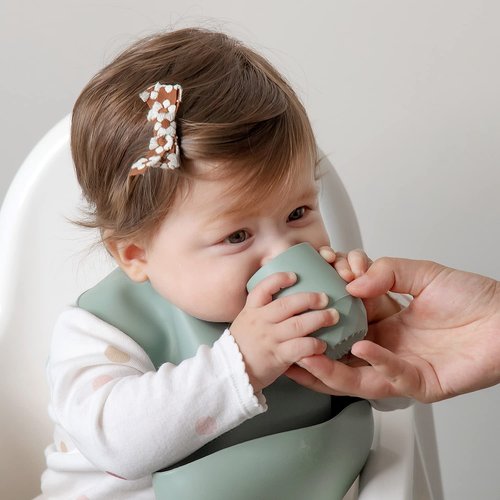 SAMiGO Silicone Baby Cups for 6-12 Months, Tiny Open Cups for Training and Water Drinking, Baby Led Weaning Supplies, 2 OZ