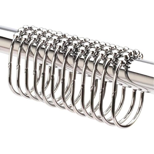 2 Lb. Depot Shower Curtain Ring - Set of 12 Easy Glide Rollers with Polished Chrome Finish - Stainless Steel Shower Hooks for Straight and Curved Rods - Decorative and Durable for Any Bathroom