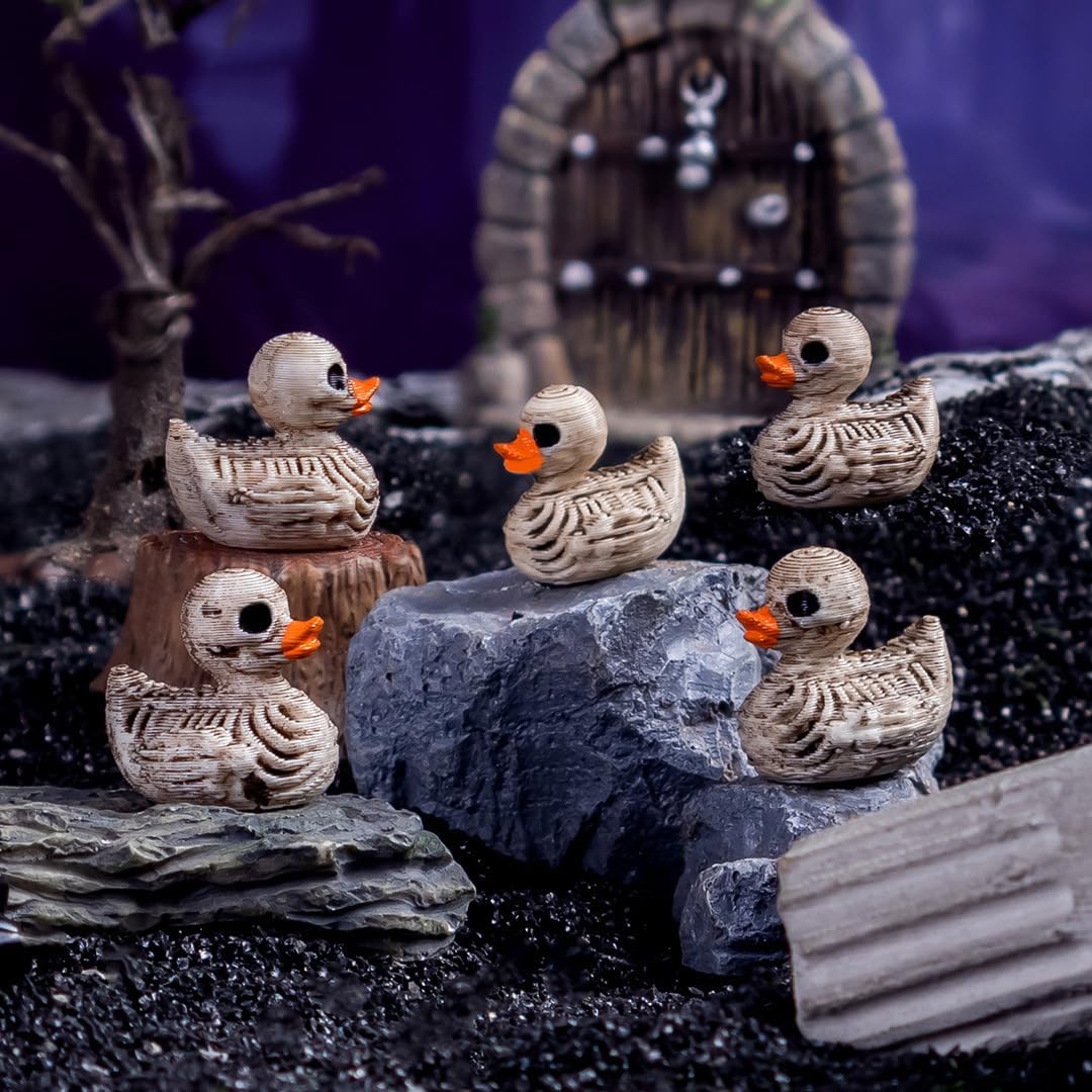 Skiennix Mini Duck Skeleton Figurines - 50Pcs Halloween Decor for Spooky Scenes | Tiny Resin Ducks