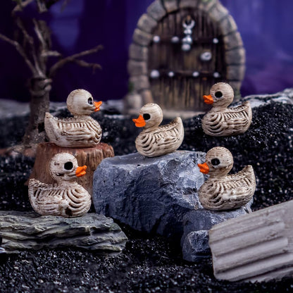 Skiennix Mini Duck Skeleton Figurines - 50Pcs Halloween Decor for Spooky Scenes | Tiny Resin Ducks