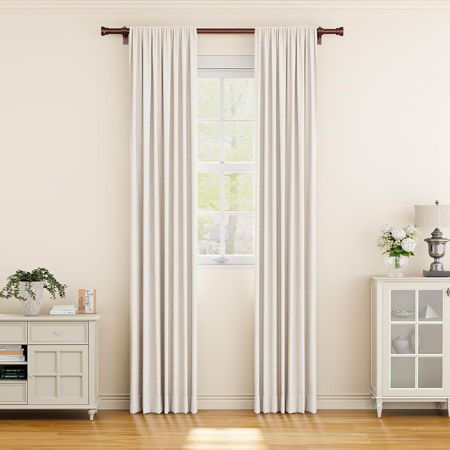 YaFex Curtain Rods - Heavy Duty 1 Inch Adjustable Window Treatment Rods | 32-58 Inch, Bronze Finish
